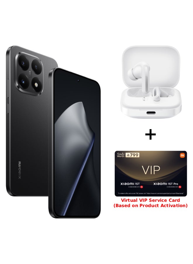 Xiaomi 15T Dual SIM+eSIM Black 12GB RAM 256GB 5G - Global Version with FREE Gifts (Redmi Buds 5 + Virtual VIP Service Card) - Image 1