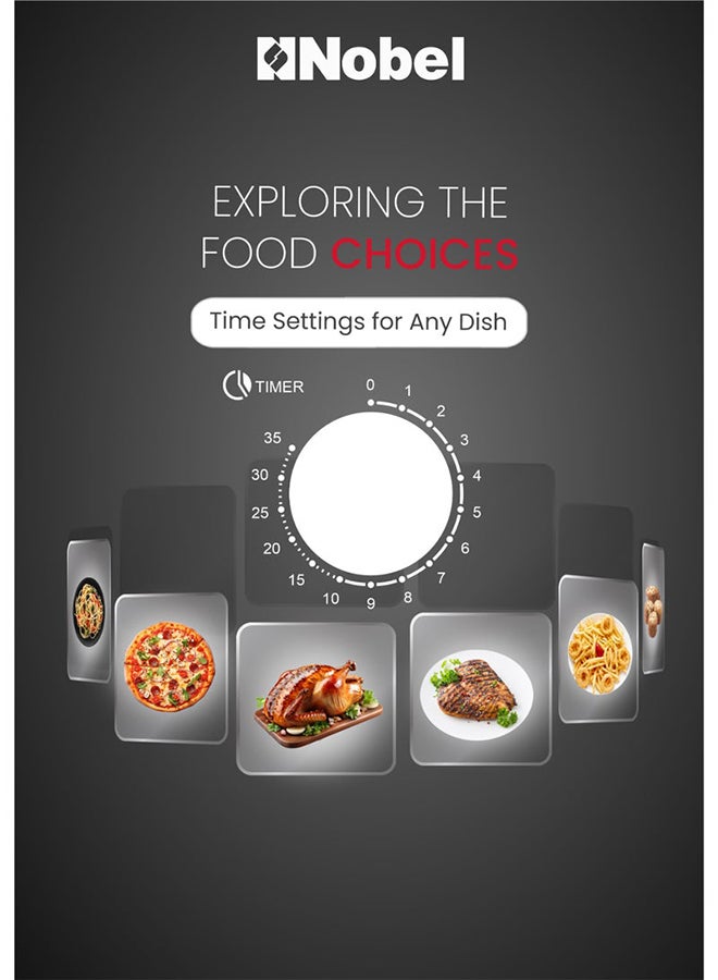 نوبل ميكروويف 20 لتر مع تحكم بمقبض ميكانيكي، 5 مستويات طاقة، إشارة انتهاء الطهي، وصينية زجاجية دوارة 20 لتر 700 واط - Image 5