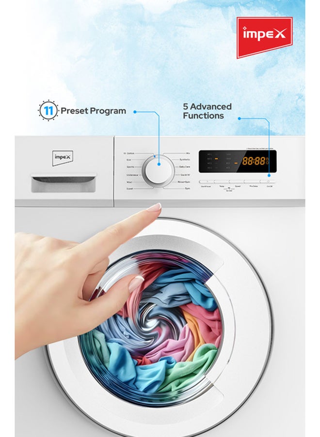 إمبكس 6 Kg Front Load Washing Machine | 1200 RPM | BLDC Inverter Motor | 11 Wash Programs & 5 Advanced Functions | LED Display | Child Lock | Temperature & Speed Control | Time Delay Function | Energy Efficient | WM0600JFW 6 L 1600 W WM0600JFW white - Image 4
