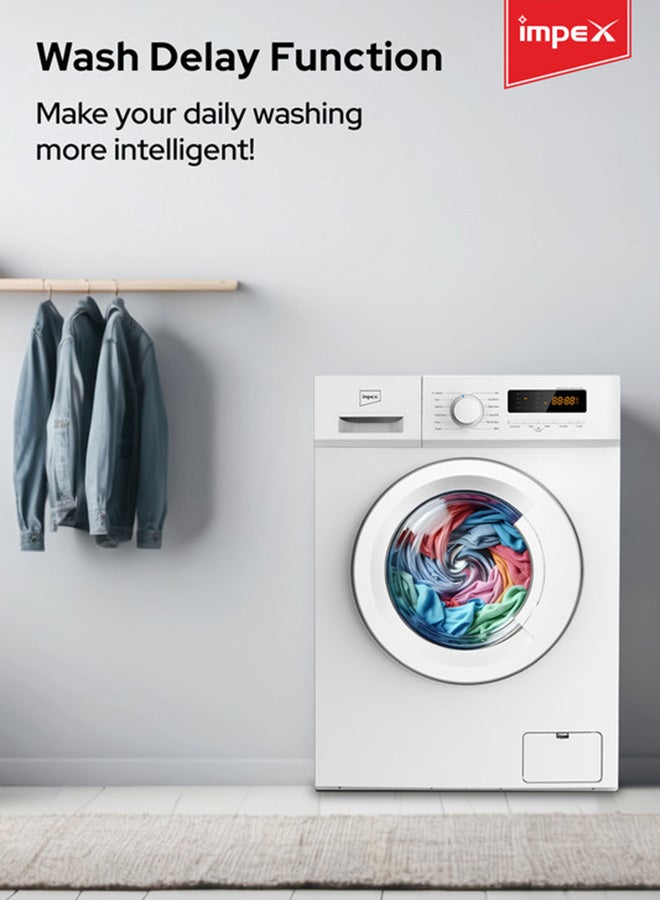 إمبكس 6 Kg Front Load Washing Machine | 1200 RPM | BLDC Inverter Motor | 11 Wash Programs & 5 Advanced Functions | LED Display | Child Lock | Temperature & Speed Control | Time Delay Function | Energy Efficient | WM0600JFW 6 L 1600 W WM0600JFW white - Image 3