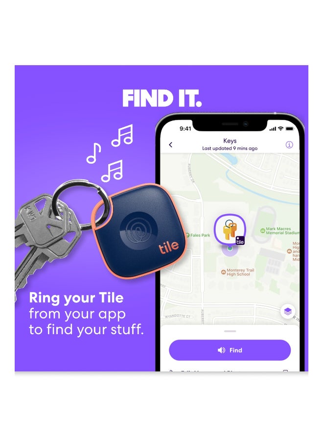 تايل متعقب بلوتوث ميت، باحث عن المفاتيح ومحدد العناصر للمفاتيح، الحقائب والمزيد. باحث عن الهاتف. متوافق مع كل من iOS و Android. عبوة 4، متعددة الألوان. - Image 4