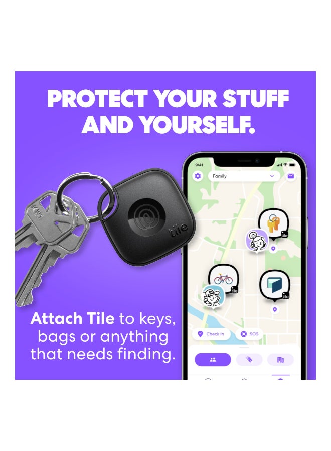 تايل متعقب بلوتوث ميت، باحث عن المفاتيح ومحدد العناصر للمفاتيح، الحقائب والمزيد. باحث عن الهاتف. متوافق مع كل من iOS و Android. عبوة 4، متعددة الألوان. - Image 2