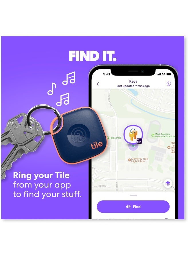 تايل متعقب بلوتوث ميت، باحث عن المفاتيح ومحدد العناصر للمفاتيح، الحقائب والمزيد. باحث عن الهاتف. متوافق مع كل من iOS و Android. 1-عبوة - Image 4