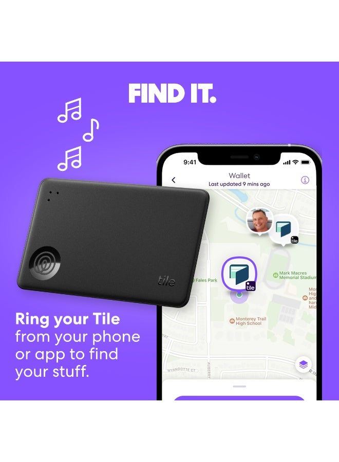 tile Slim - Wallet Finder, Bluetooth Tracker and Item Locator for Luggage Tags, Passports and More. Both iOS and Android Compatible. Phone Finder. 1-Pack black - Image 4