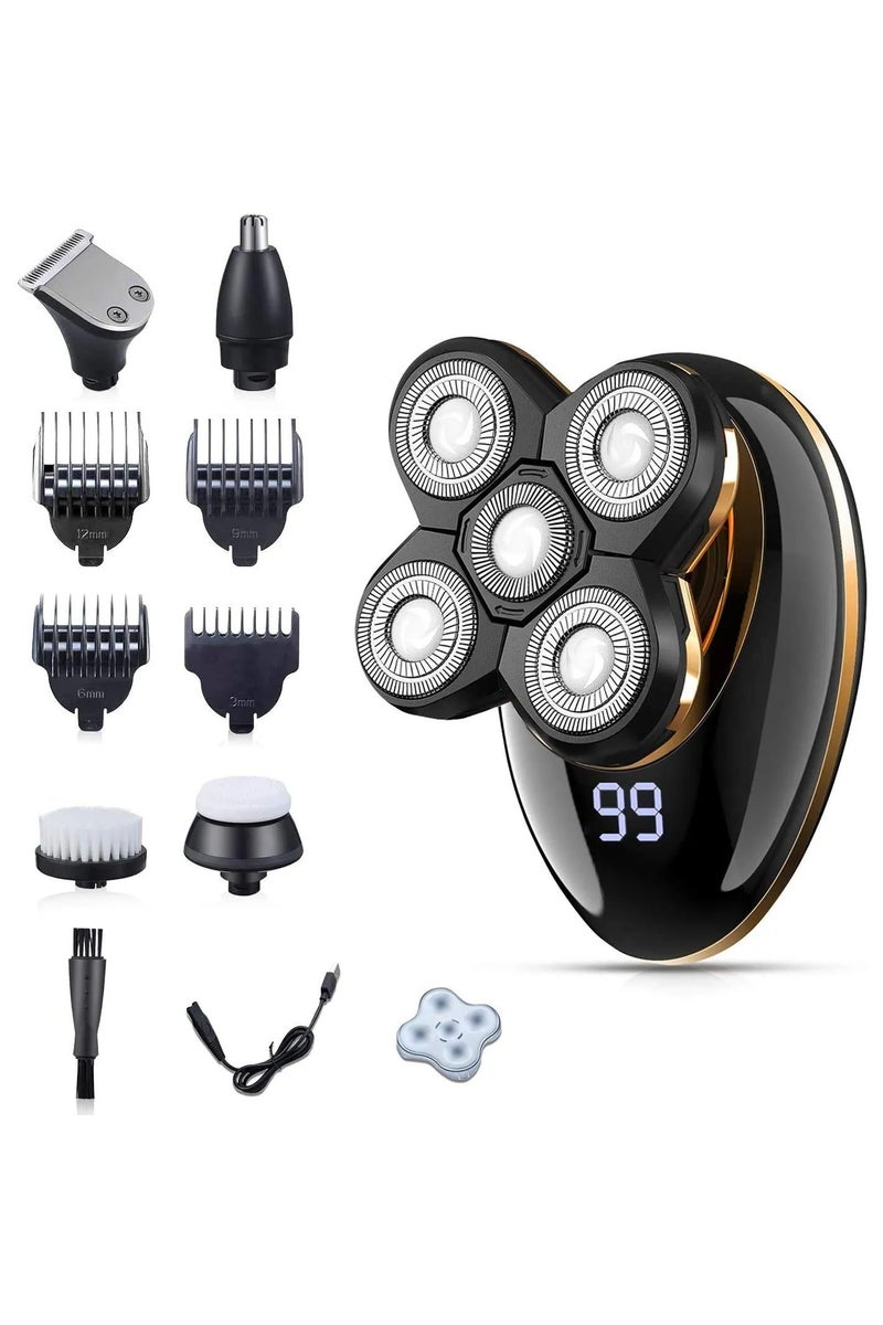 VGR V-316 Mens Head Shaver for Bald Men - 5 In 1 LED Electric IPX5-Waterproof Black / GOld - Image 1