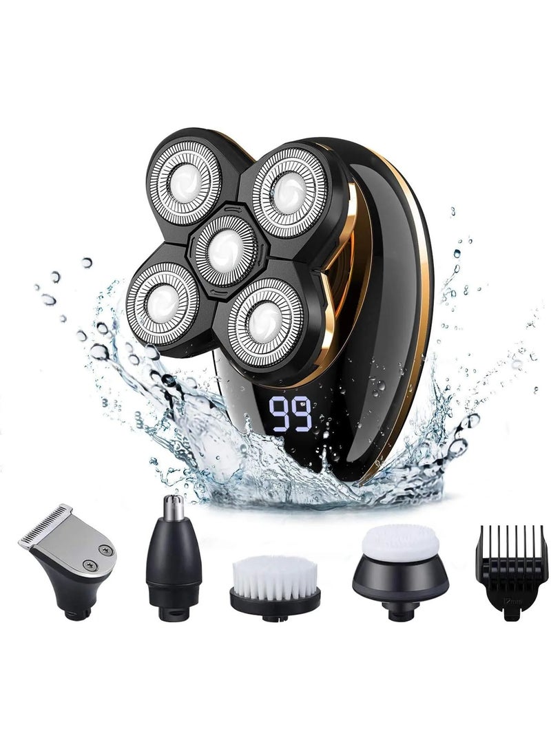 VGR V-316 Mens Head Shaver for Bald Men - 5 In 1 LED Electric IPX5-Waterproof Black / GOld - Image 3