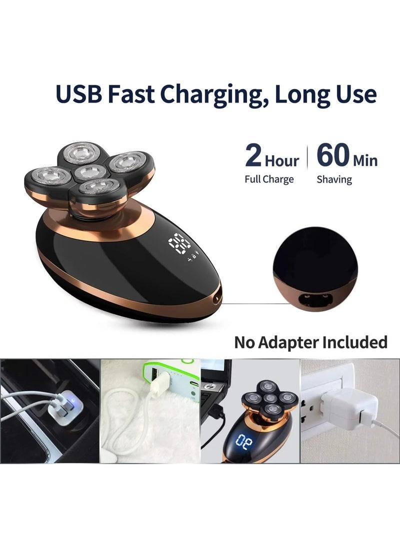 VGR V-316 Mens Head Shaver for Bald Men - 5 In 1 LED Electric IPX5-Waterproof Black / GOld - Image 2