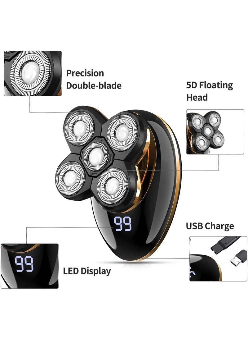 VGR V-316 Mens Head Shaver for Bald Men - 5 In 1 LED Electric IPX5-Waterproof Black / GOld - Image 5