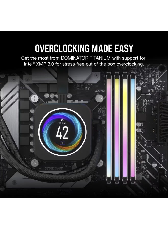 كورسير Dominator Titanium RGB DDR5 64GB (2x32GB) Desktop Memory Kit, 6600MHz High-Speed RAM, CL32 Low Latency, 1.40V Tested Voltage, 288-Pin, Intel XMP 3.0, DHX Cooling, Forged Aluminum Heatspreader, 11-Zone Addressable RGB, Swappable Top Bar, White | CMP64GX5M2X6600C32W - Image 3