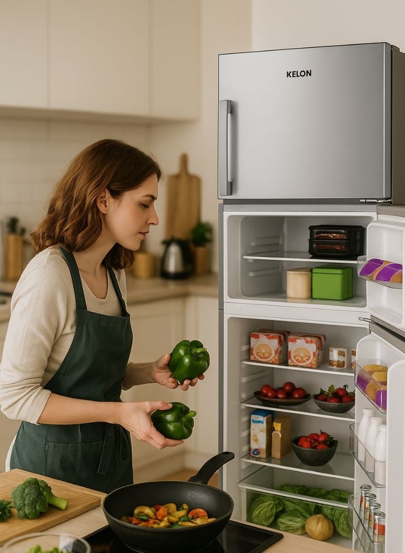 كيلون ثلاجة علوية سعة 328 لتر - بابين، فريزر واسع وثلاجة، رفوف زجاجية قابلة للتعديل، تبريد موفر للطاقة، ضوضاء منخفضة، تشطيب أبيض أنيق - - Image 3