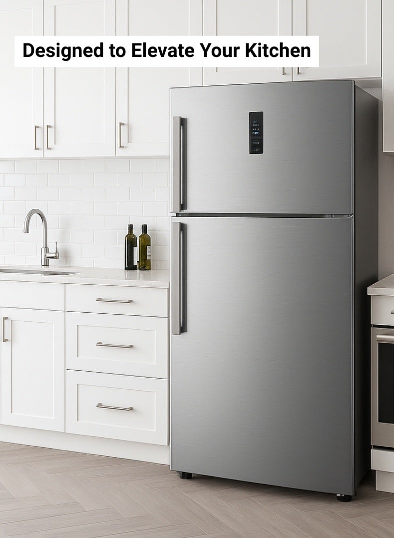 كيلون ثلاجة علوية سعة 729 لتر - بابين، فريزر كبير جداً وثلاجة، رفوف زجاجية قابلة للتعديل، تبريد موفر للطاقة، تشغيل منخفض الضوضاء، تشطيب أبيض فاخر - - Image 3