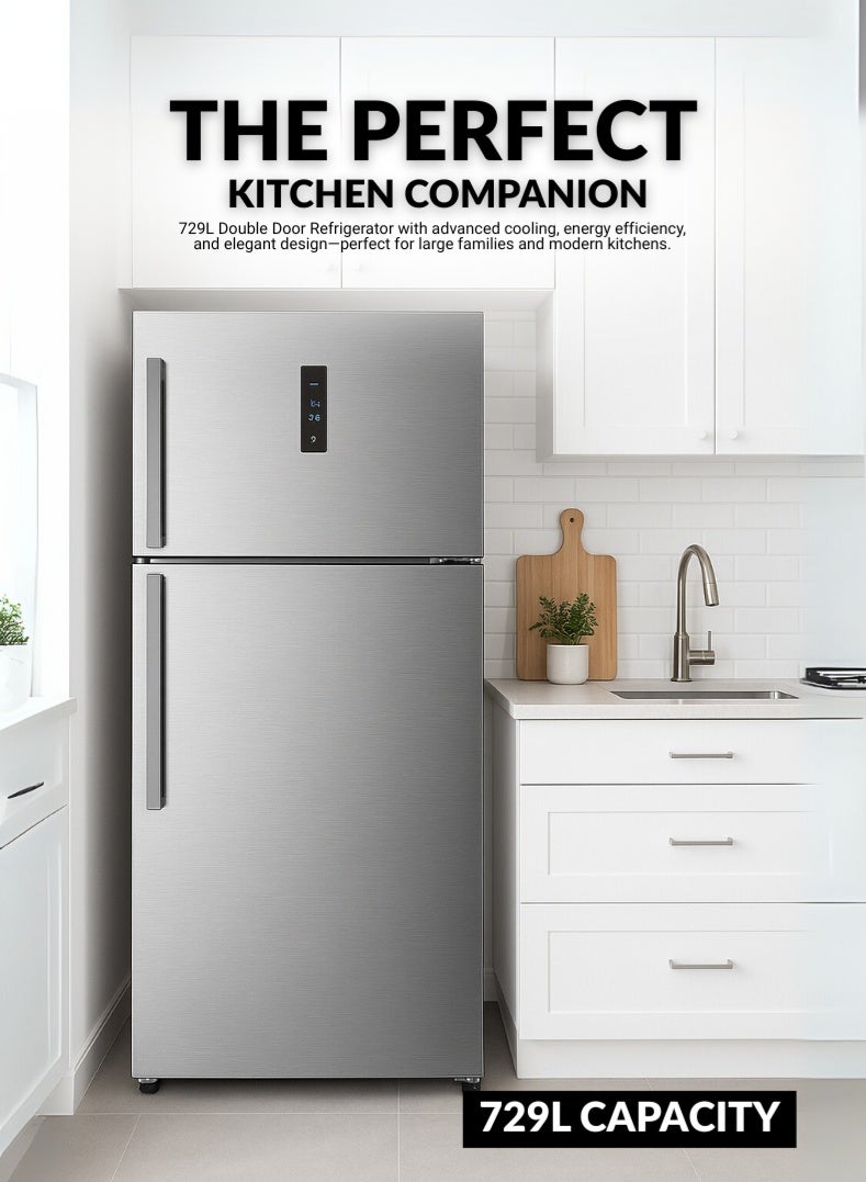 كيلون ثلاجة علوية سعة 729 لتر - بابين، فريزر كبير جداً وثلاجة، رفوف زجاجية قابلة للتعديل، تبريد موفر للطاقة، تشغيل منخفض الضوضاء، تشطيب أبيض فاخر - - Image 5