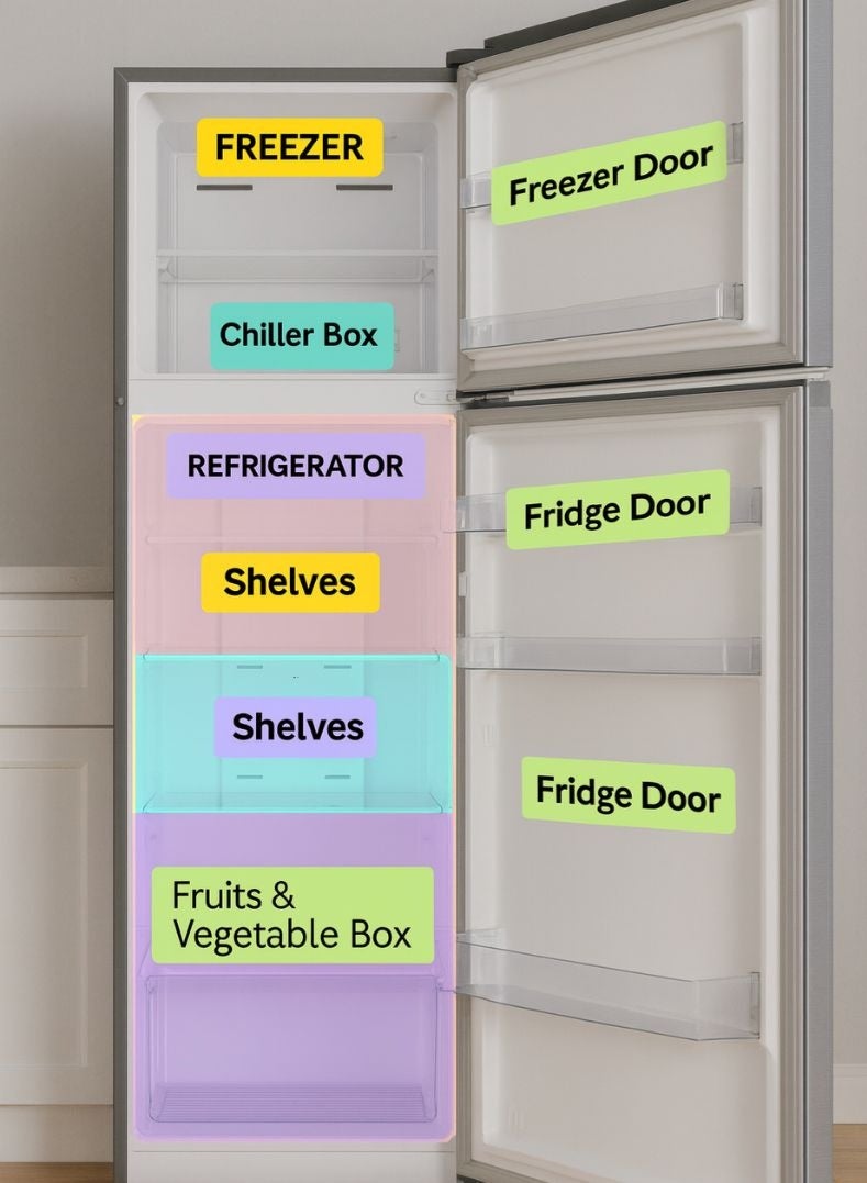 كيلون ثلاجة 600 لتر بتصميم علوي - بابان، فريزر كبير جداً وثلاجة، رفوف زجاجية قابلة للتعديل، تبريد موفر للطاقة، تشغيل منخفض الضوضاء، تشطيب أبيض فاخر - - Image 5