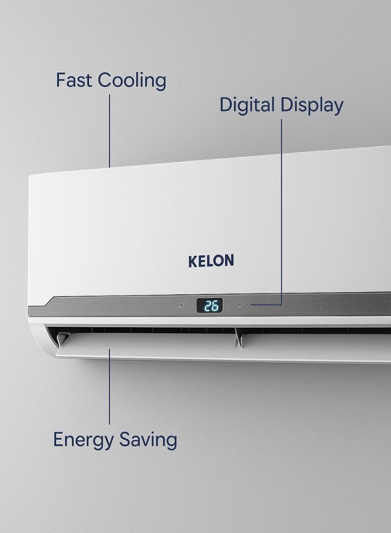 كيلون مكيف هواء سبليت بقدرة 1 طن (12000 BTU) – ضاغط دوار T3، وظيفة تبريد فقط، تبريد عالي في درجات حرارة تصل إلى 52°C، ضجيج منخفض، كفاءة في استهلاك الطاقة، وحدة خارجية متينة – - Image 3