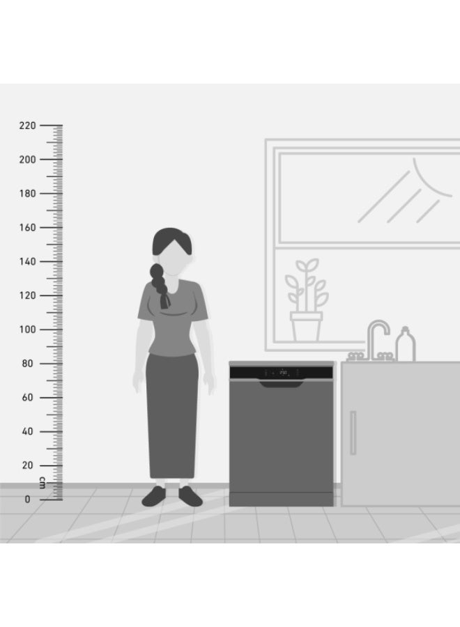 Dishwasher 13 Person 60 cm Digit 8 Programs - QW-V813-BK2 Black