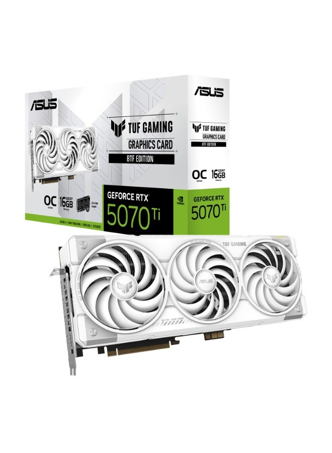 ASUS Gaming GeForce RTX 5070 Ti 16GB GDDR7 OC Graphics Card, PCIe 5.0, 8960 CUDA Cores, 2610MHz Boost, Dual BIOS, Axial-Tech Cooling, 2x HDMI 2.1b, 3x DisplayPort 2.1b, DLSS 4.0, Ray Tracing, NVIDIA Reflex & Broadcast, BTF Design, White | 90YV0N60-M0NA00 white - Image 2