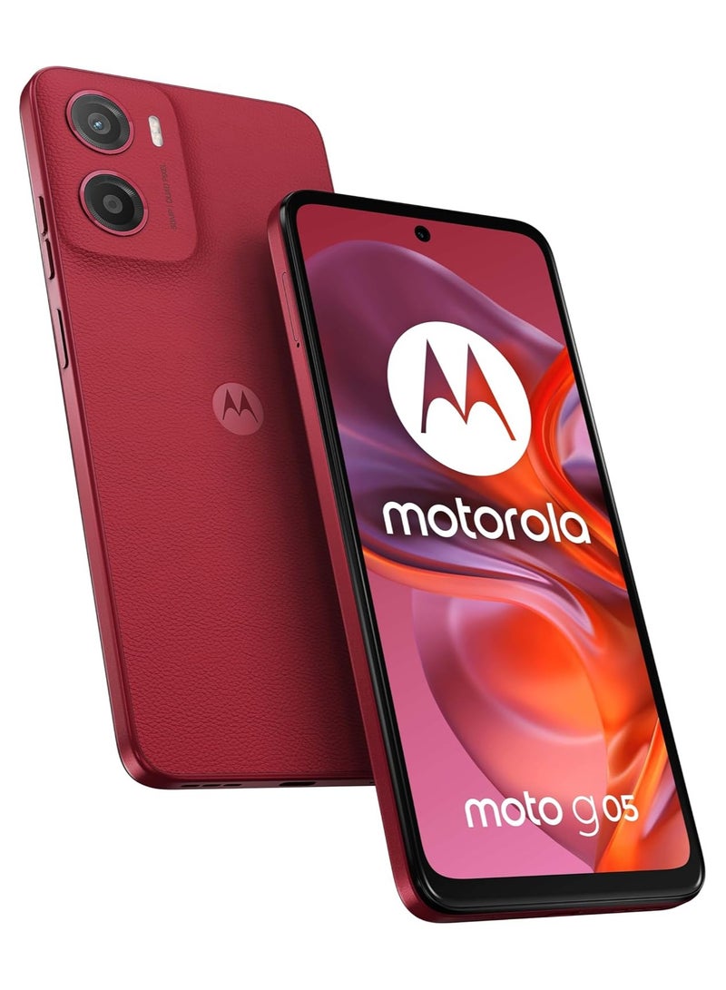 Motorola Moto G05 4G Dual SIM 4GB RAM 128GB ROM Plum Red - International Version - Image 1