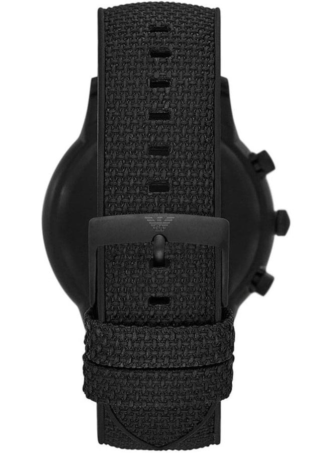 EMPORIO ARMANI Men's Chronograph Black Fabric Watch - Image 3