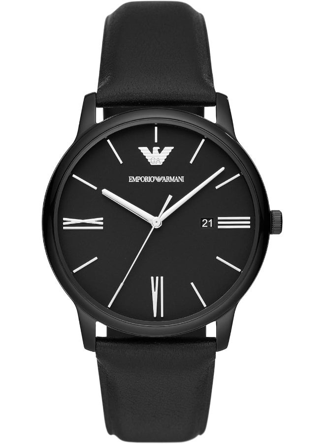 امبوريو ارماني ساعة بسوار جلد أسود - Image 1