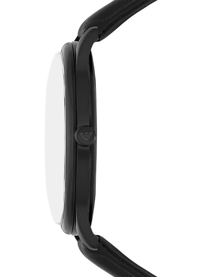 امبوريو ارماني ساعة بسوار جلد أسود - Image 2