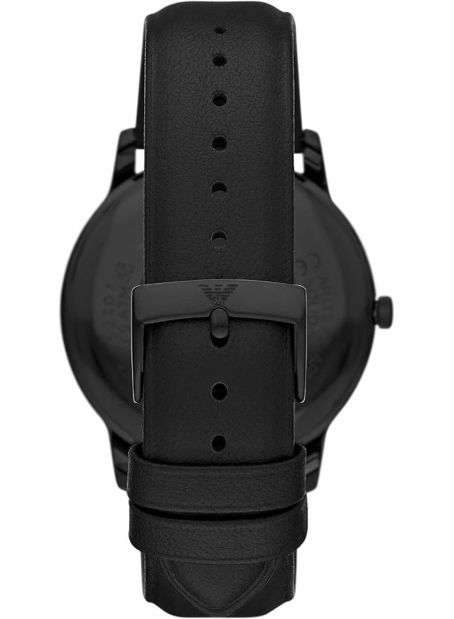 امبوريو ارماني ساعة بسوار جلد أسود - Image 3