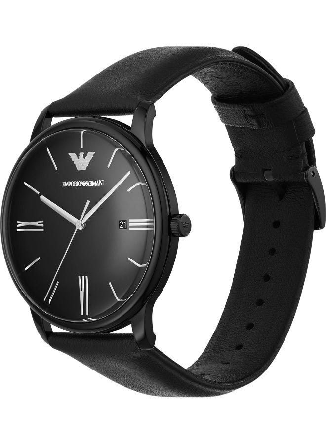 امبوريو ارماني ساعة بسوار جلد أسود - Image 5
