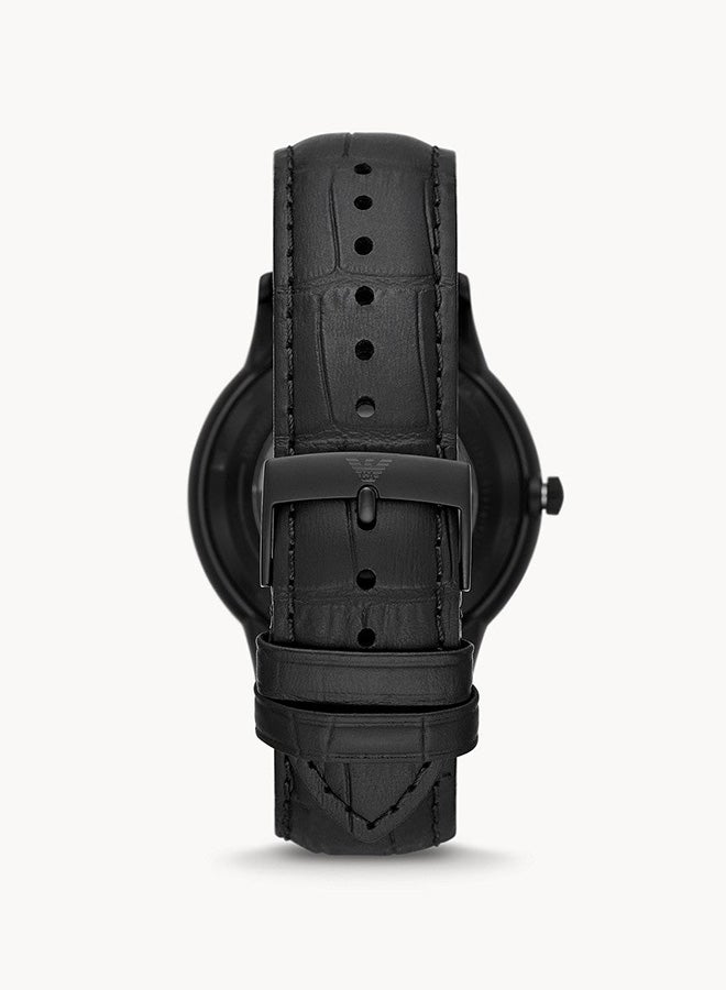 امبوريو ارماني ساعة أوتوماتيكية جلدية سوداء - Image 4