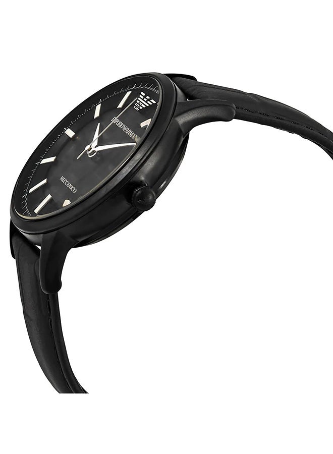 امبوريو ارماني ساعة أوتوماتيكية جلدية سوداء - Image 2