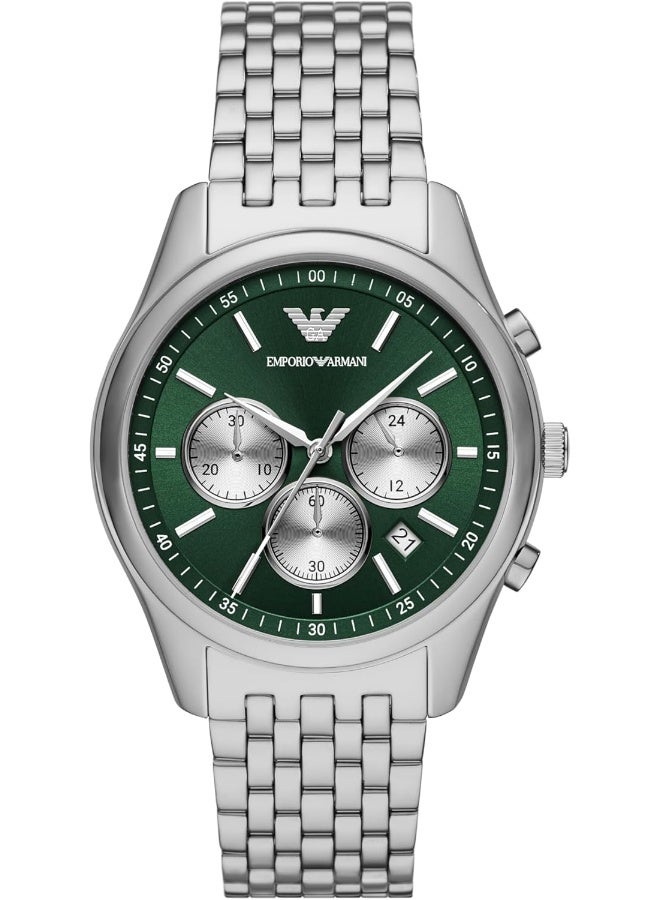 EMPORIO ARMANI Men's Chronograph Watch with Green Dial - Image 1