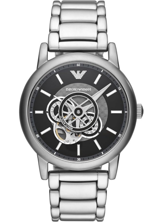 امبوريو ارماني ساعة أوتوماتيكية فضية من الفولاذ المقاوم للصدأ - Image 1