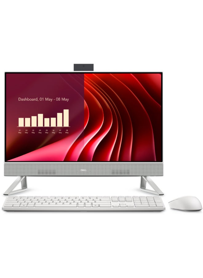 ديل All-in-One With 23 Inch Full HD (1920X1080) Display,Core 7-150U Processor/16GB RAM DDR5/1TB SSD/Intel Iris XE Graphics/Windows 11Pro/ English/Arabic White - Image 1