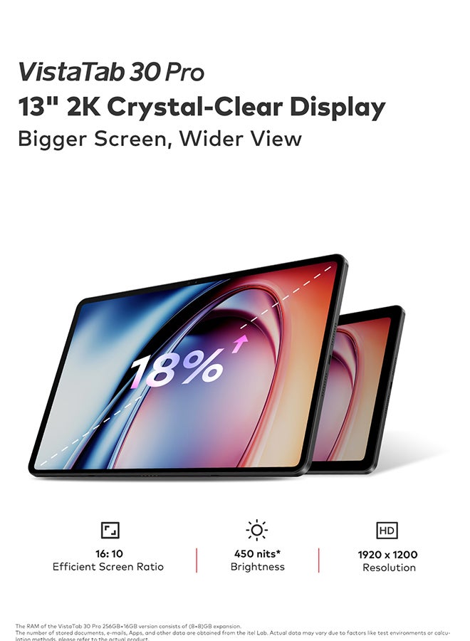 إيتيل فيستا تاب 30 برو 13 بوصة 8+8 رام 256 جيجابايت 4G رمادي غامق - نسخة الشرق الأوسط - Image 4