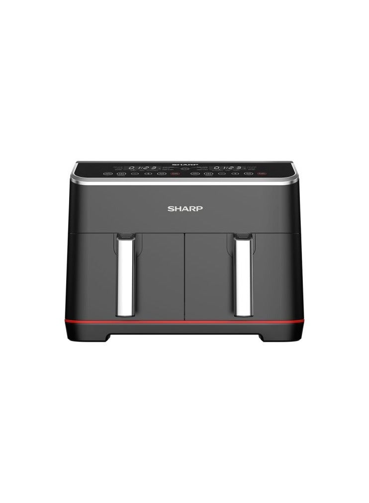 SHARP Air Fryer Dual Cook, Glass Touch Screen, 12 Auto Menus, Sync Finish & Dual Cook Functions, Healthy Oil-Free Cooking with Rapid Air Technology - 8 L 1800 W KF-DF80RT-EK2 Stainless Steel - Image 1