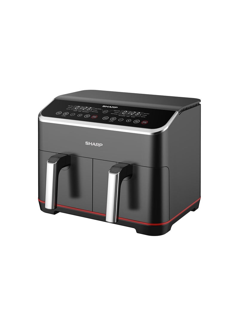 SHARP Air Fryer Dual Cook, Glass Touch Screen, 12 Auto Menus, Sync Finish & Dual Cook Functions, Healthy Oil-Free Cooking with Rapid Air Technology - 8 L 1800 W KF-DF80RT-EK2 Stainless Steel - Image 2