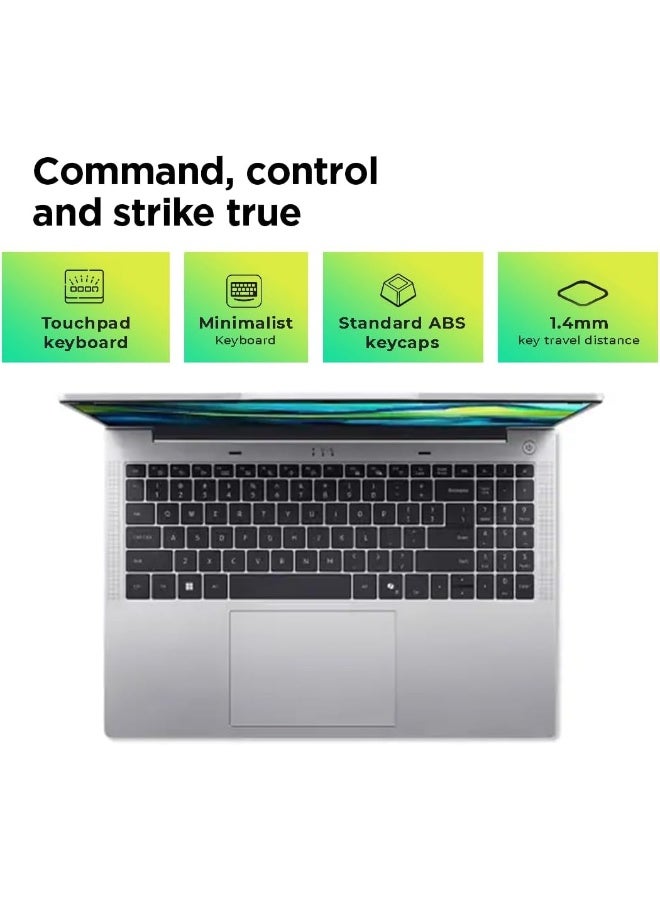 أيسر Aspire Lite 16 Laptop With 16-Inch WUXGA Display,Core i5-1334U Processor/16GB RAM/512GB SSD/Intel UHD Graphics/Windows 11 Pro English Silver - Image 4