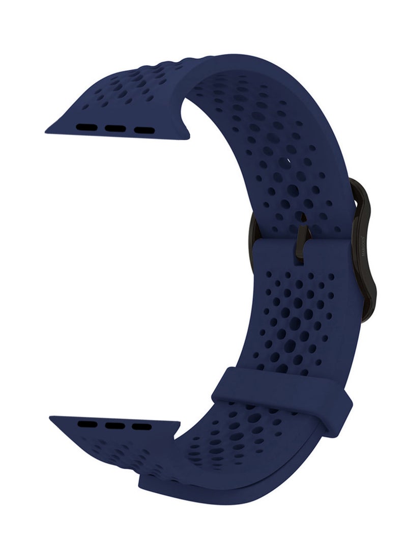MARGOUN 49mm/45mm/44mm/ Sport Silicone Watch Band Compatible with Apple Watch Series 9/8/7/6/5/4/3/2/1 & SE – Breathable Soft Strap with Buckle Dark Blue - Image 1