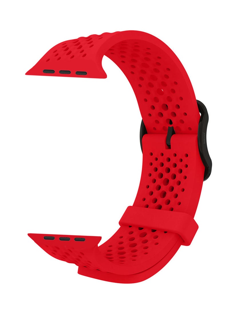 MARGOUN 49mm/45mm/44mm/ Sport Silicone Watch Band Compatible with Apple Watch Series 9/8/7/6/5/4/3/2/1 & SE – Breathable Soft Strap with Buckle Red - Image 1