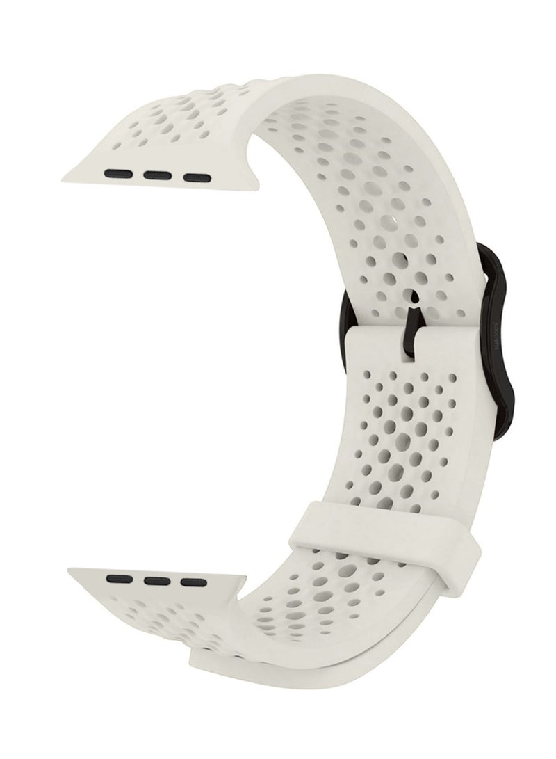 MARGOUN 49mm/45mm/44mm/ Sport Silicone Watch Band Compatible with Apple Watch Series 9/8/7/6/5/4/3/2/1 & SE – Breathable Soft Strap with Buckle Light Grey - Image 1