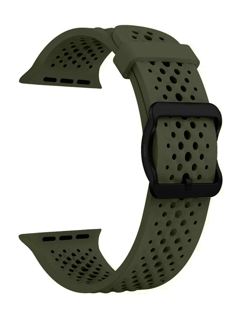 MARGOUN 49mm/45mm/44mm/ Sport Silicone Watch Band Compatible with Apple Watch Series 9/8/7/6/5/4/3/2/1 & SE – Breathable Soft Strap with Buckle Graphite Grey - Image 3