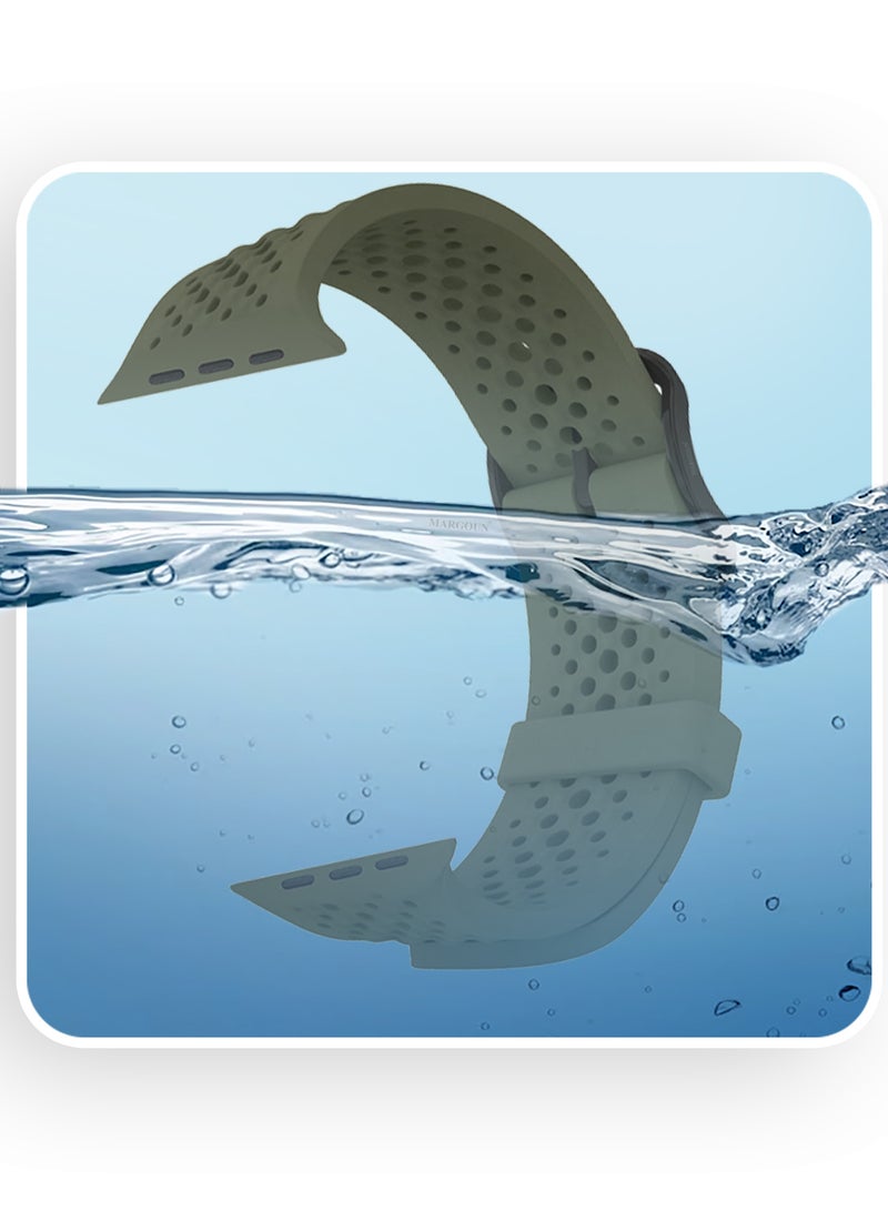 MARGOUN 49mm/45mm/44mm/ Sport Silicone Watch Band Compatible with Apple Watch Series 9/8/7/6/5/4/3/2/1 & SE – Breathable Soft Strap with Buckle Graphite Grey - Image 4