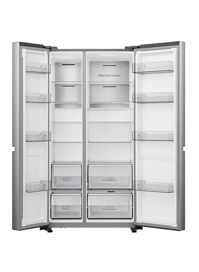 هايسنس Side by Side Refrigerator 14.7 Cu.Ft Freezer 7.8 Cu.Ft Inverter WiFi Silver RS3N668SAID silver - Image 2
