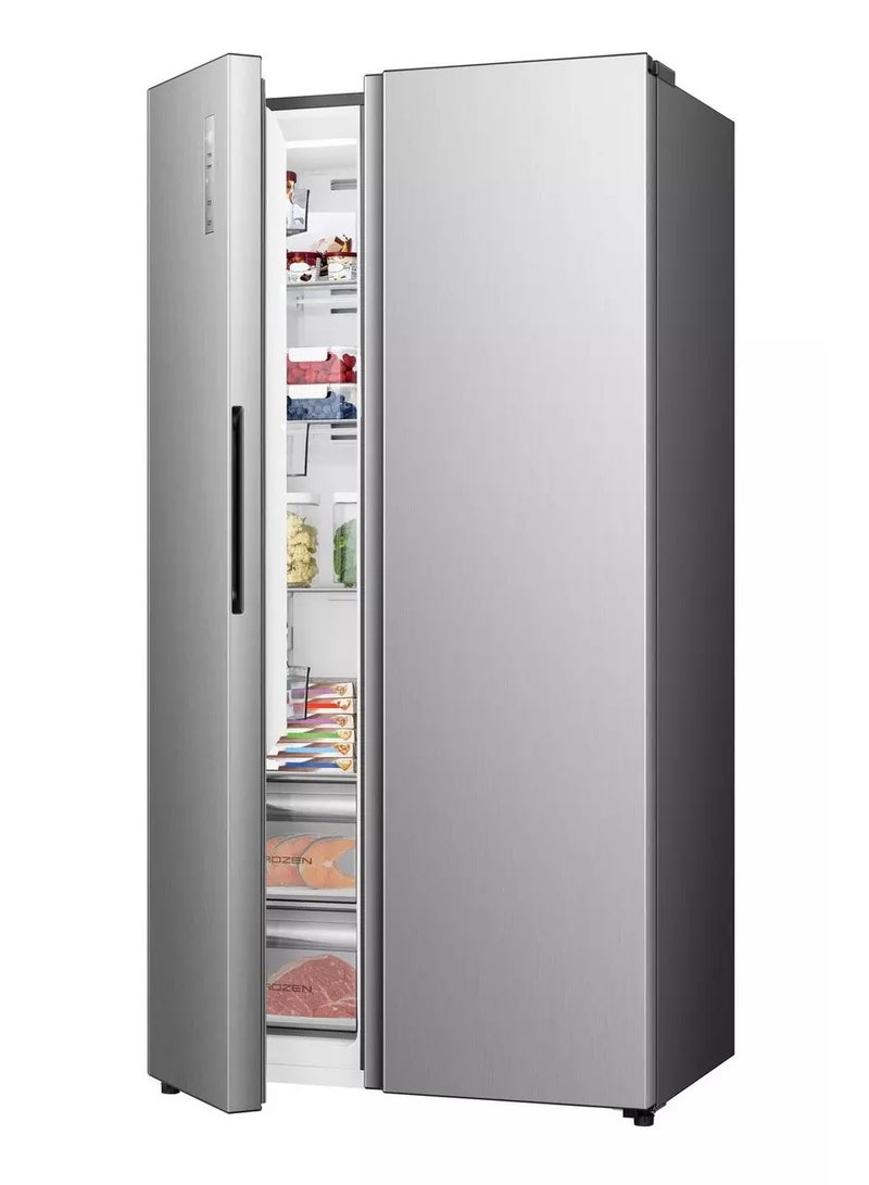 هايسنس Side by Side Refrigerator 12.2 Cu.Ft Freezer 6.6 Cu.Ft Inverter Silver RS3P558NAIC silver - Image 5