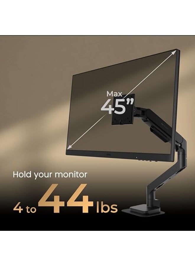 بين كيو ذراع شاشة بنكي إيرغو BSH01 - حامل شاشة بنابيب غاز لدعم شاشات حتى 45 بوصة و44 رطل، قوي، تركيب سريع، بدون انحناء، مشبك علوي وقاعدة جرومايت، لوحة تعزيز، توافق VESA 75x75 و100x100 مم - Image 2