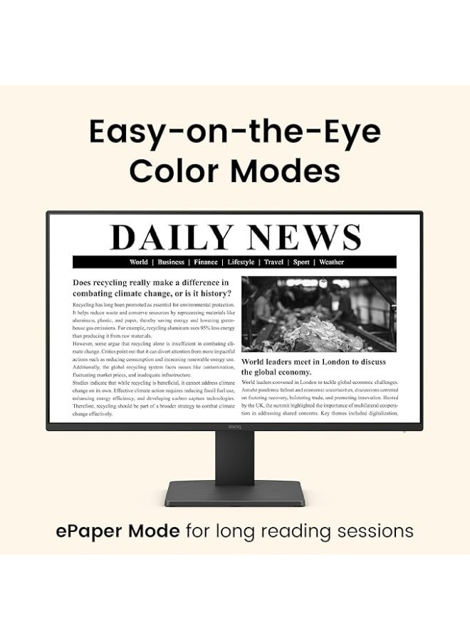 بين كيو GW2491 شاشة مكتب منزلية 24 بوصة IPS FHD 1080p 100Hz، 99% sRGB، HDMI، Displayport، حواف رفيعة للغاية، خالية من الوميض، ضوء أزرق منخفض، نسخة KSA - ضمان 3 سنوات - Image 5