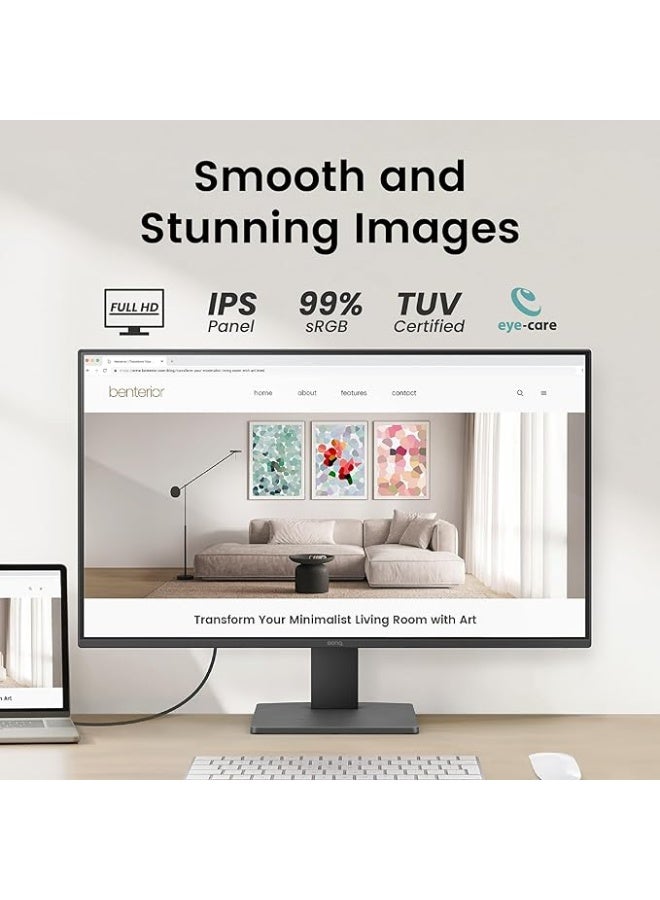 بين كيو GW2791 شاشة IPS FHD 27 بوصة 1080p 100Hz لمكتب المنزل، 99% sRGB، HDMI، Displayport، حواف رفيعة للغاية، خالية من الوميض، ضوء أزرق منخفض، نسخة KSA - ضمان 3 سنوات - Image 4