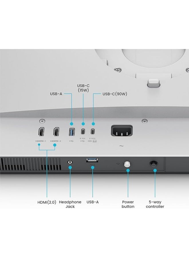 بين كيو شاشة MA270U 27 بوصة 4K 3840x2160 لجهاز MacBook® Pro/Air، مزدوجة USB-C، 90 واط توصيل الطاقة، مطابقة ألوان Mac، مركز USB، تحكم في السطوع والصوت على Mac، قاعدة قابلة للتعديل في الارتفاع والإمالة، نطاق ألوان P3 رمادي، نسخة KSA - ضمان 3 سنوات - Image 5
