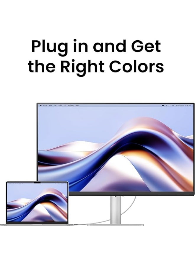 بين كيو شاشة MA270U 27 بوصة 4K 3840x2160 لجهاز MacBook® Pro/Air، مزدوجة USB-C، 90 واط توصيل الطاقة، مطابقة ألوان Mac، مركز USB، تحكم في السطوع والصوت على Mac، قاعدة قابلة للتعديل في الارتفاع والإمالة، نطاق ألوان P3 رمادي، نسخة KSA - ضمان 3 سنوات - Image 2