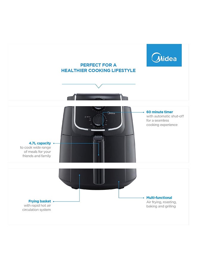 مديا قلاية هوائية، 1500 واط بتقنية دوامة الهواء السريعة للقلي والشوي والتحميص والخبز والتوست، مؤقت يصل إلى 60 دقيقة، تحكم في درجة الحرارة 200°C - MFTN40D2 - Image 5