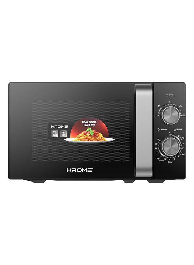 Krome Microwave Oven, 20L Capacity, 700W Output, 5 Power Levels, 35 Minute Timer, Cooking End Signal, Grey Painted Cavity - KR-MW20MM Black - Image 1