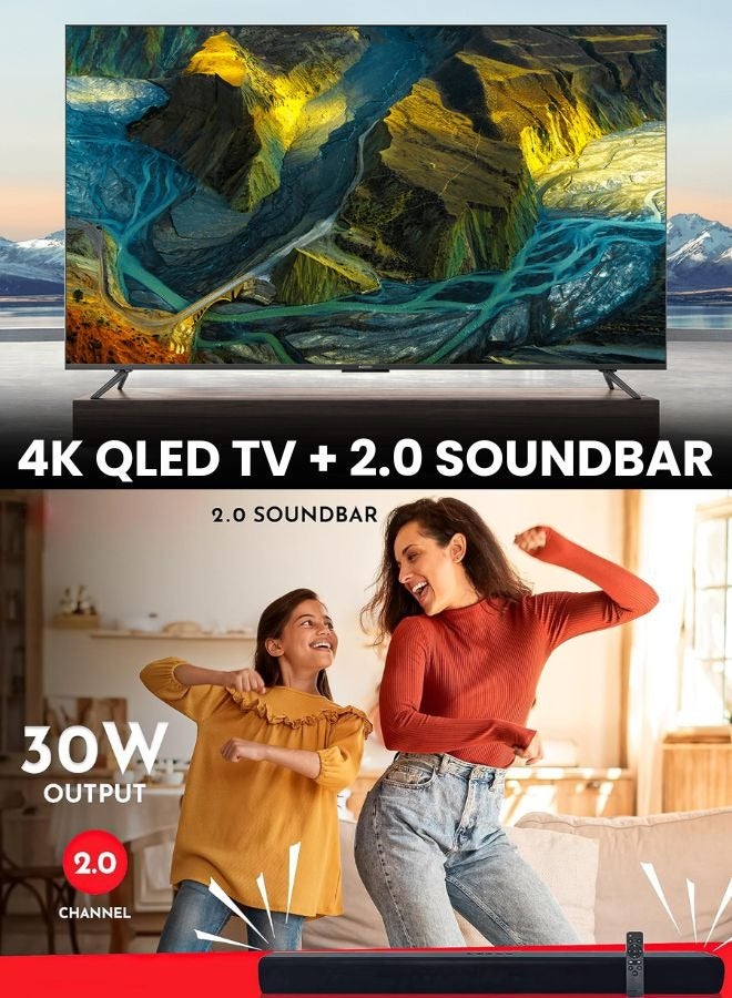 شاومي 86-inch 4K UHD QLED Smart TV With Dolby Vision IQ, MEMC, HDR10+, HLG, 120Hz + Immersive Soundbar with Dynamic Audio, HDMI ARC, Bluetooth, Optical, and USB Connectivity, 86MAX+SOUNDBAR 86MAX+SOUNDBAR Grey - Image 3
